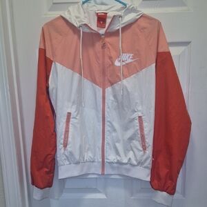 Nike Coral and White Hooded Jacket